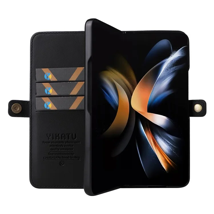 YIKATU YK- 001 per Samsung Galaxy Z Fold6 5G Custodia in Pelle PU Flip Cover Forte Magnetica - Nero