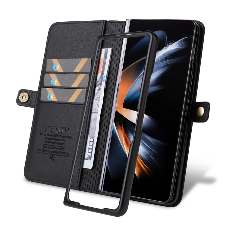 YIKATU YK- 001 per Samsung Galaxy Z Fold6 5G Custodia in Pelle PU Flip Cover Forte Magnetica - Nero