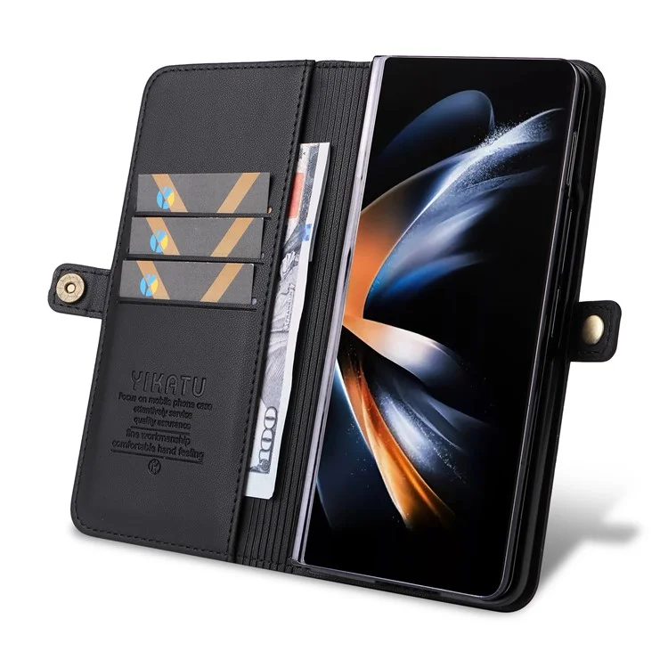 YIKATU YK- 001 per Samsung Galaxy Z Fold6 5G Custodia in Pelle PU Flip Cover Forte Magnetica - Nero