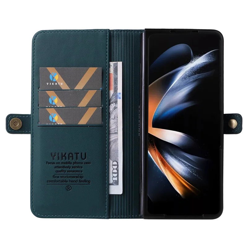 YIKATU YK- 001 para Samsung Galaxy Z Fold6 5G Case PU Leather Strong Magnetic Flip hone Cover - Verde
