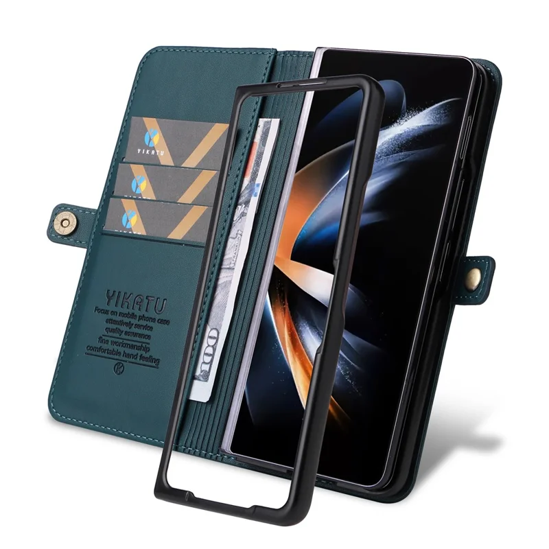 YIKATU YK- 001 para Samsung Galaxy Z Fold6 5G Case PU Leather Strong Magnetic Flip hone Cover - Verde