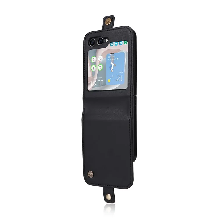 YIKATU YK-001 Para Samsung Galaxy Z Flip6 5G Funda Funda de Teléfono de Cuero con Ranuras para Tarjetas - Negro