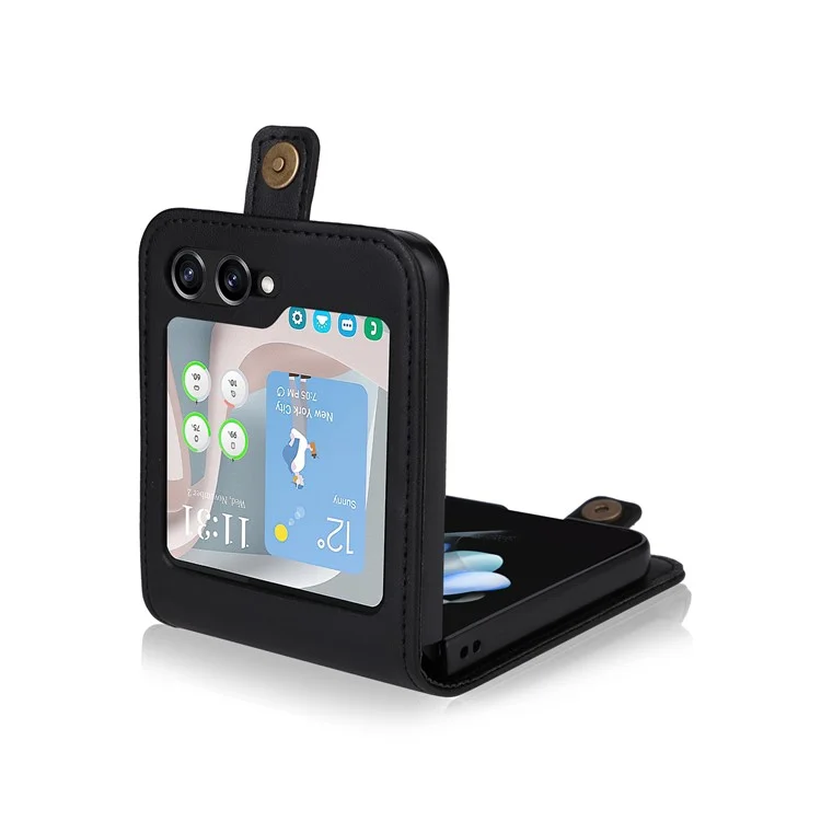 YIKATU YK-001 Para Samsung Galaxy Z Flip6 5G Funda Funda de Teléfono de Cuero con Ranuras para Tarjetas - Negro
