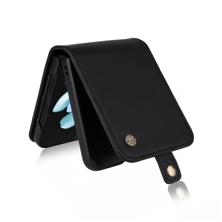 YIKATU YK-001 Para Samsung Galaxy Z Flip6 5G Funda Funda de Teléfono de Cuero con Ranuras para Tarjetas - Negro