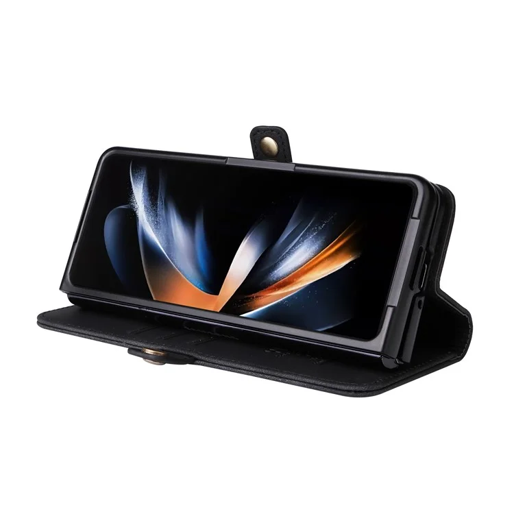 YIKATU YK-002 für Samsung Galaxy Z Fold6 5G-Hülle, PU-Leder, Haptik-Telefon-Cover - Schwarz