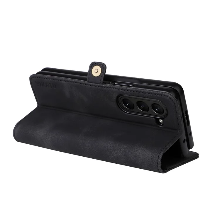 YIKATU YK-002 für Samsung Galaxy Z Fold6 5G-Hülle, PU-Leder, Haptik-Telefon-Cover - Schwarz