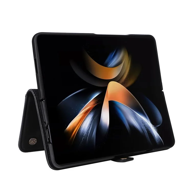 YIKATU YK-002 für Samsung Galaxy Z Fold6 5G-Hülle, PU-Leder, Haptik-Telefon-Cover - Schwarz