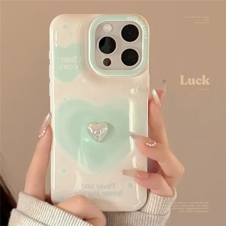 Para iPhone 14 Pro Case TPU Patrón de Corazón de Amor Funda de Teléfono - Blanco