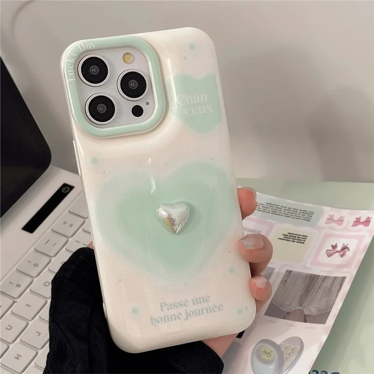 Para iPhone 14 Pro Case TPU Patrón de Corazón de Amor Funda de Teléfono - Blanco