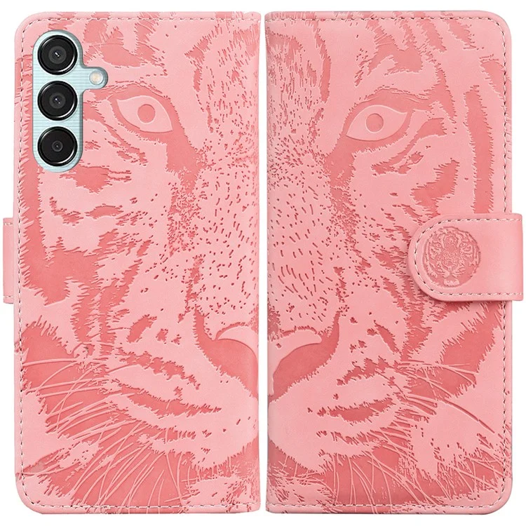 Per Samsung Galaxy M15 5G / F15 5G Custodia Portafoglio Modello Tigre Pelle Custodia per Telefono - Rosa