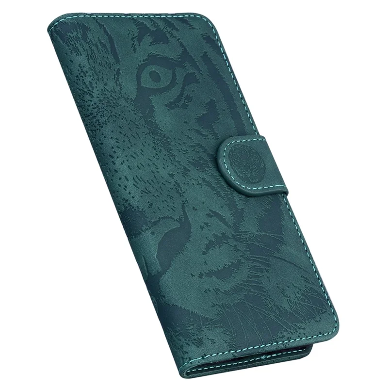 For Samsung Galaxy M55 5G / C55 5G / F55 5G Case Tiger Pattern PU Leather Shockproof Flip Phone Cover - Green