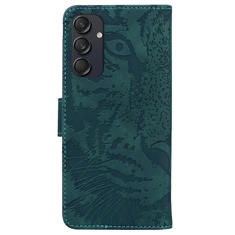 For Samsung Galaxy M55 5G / C55 5G / F55 5G Case Tiger Pattern PU Leather Shockproof Flip Phone Cover - Green