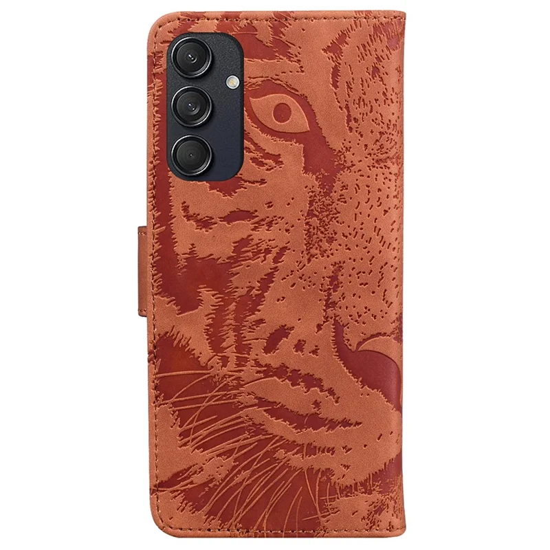 For Samsung Galaxy M55 5G / C55 5G / F55 5G Case Tiger Pattern PU Leather Shockproof Flip Phone Cover - Brown