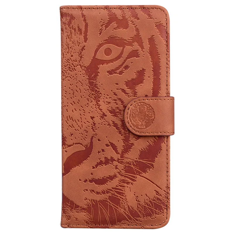 For Samsung Galaxy Xcover7 Case Wallet Tiger Pattern PU Leather Folio Phone Cover - Brown
