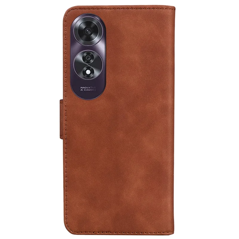 For Oppo A60 4G Case Magnetic Clasp Solid Color Leather Phone Cover - Brown