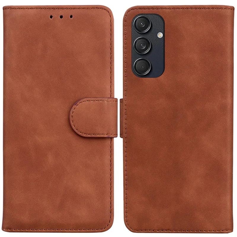 For Samsung Galaxy M55 5G / C55 5G / F55 5G Wallet Case Solid Color PU Leather Folio Flip Phone Cover - Brown