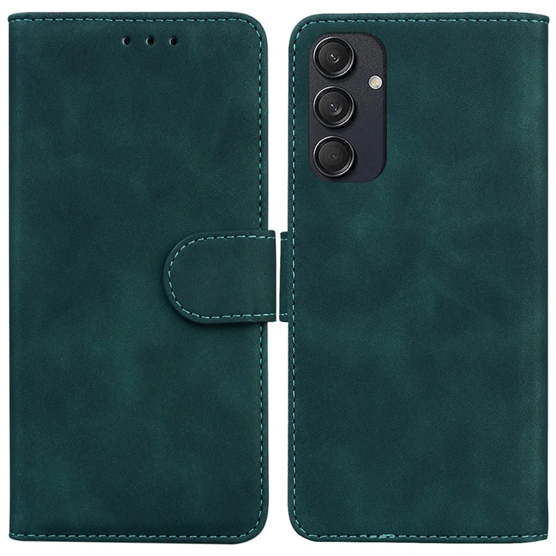 For Samsung Galaxy M55 5G / C55 5G / F55 5G Wallet Case Solid Color PU Leather Folio Flip Phone Cover - Green
