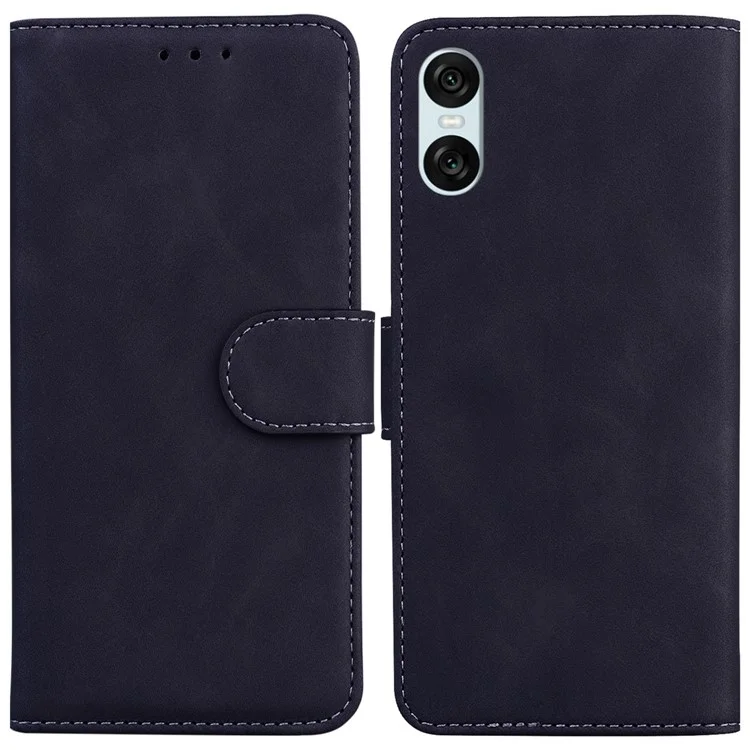 For Sony Xperia 10 VI Phone Case Solid Color Leather Cover Mobile Accessories Wholesale - Black