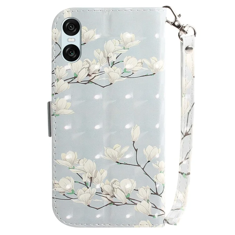 Für Sony Xperia 5 VI Ledergeldbörse Handyhülle Muster Bedrucken Cover mit Riemen - Magnolie