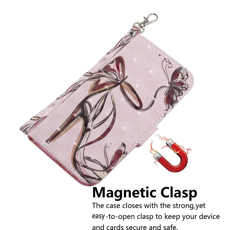For Samsung Galaxy M15 5G / F15 5G Case 3D Printed Pattern Leather Phone Cover - Butterfly High Heels
