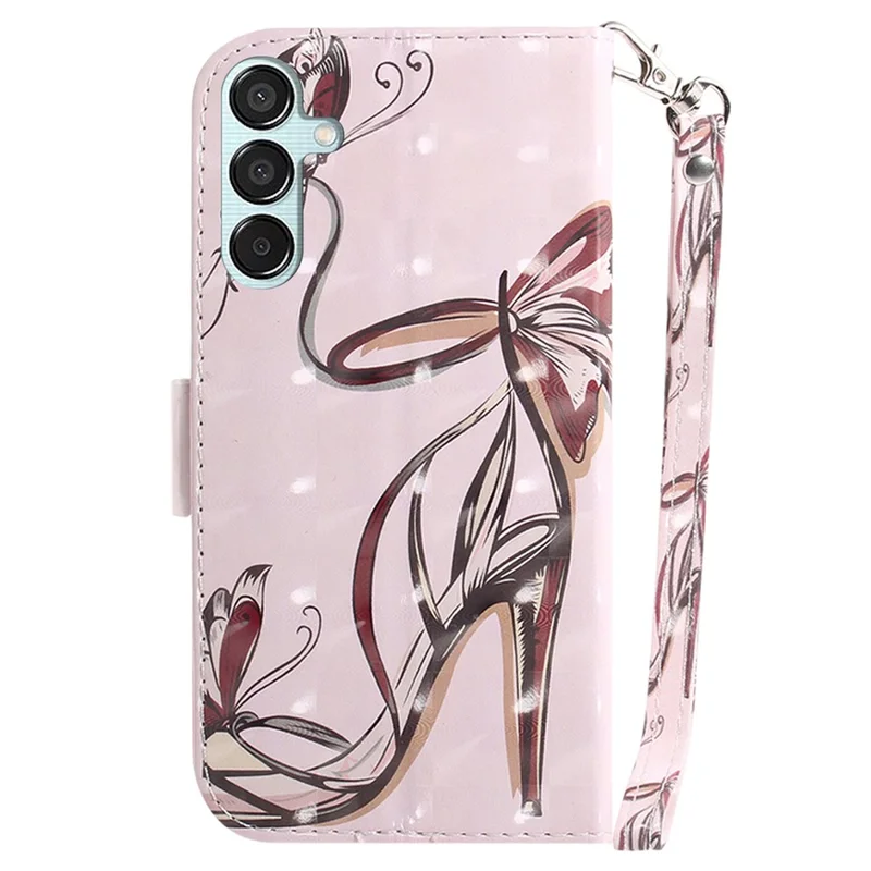 For Samsung Galaxy M15 5G / F15 5G Case 3D Printed Pattern Leather Phone Cover - Butterfly High Heels