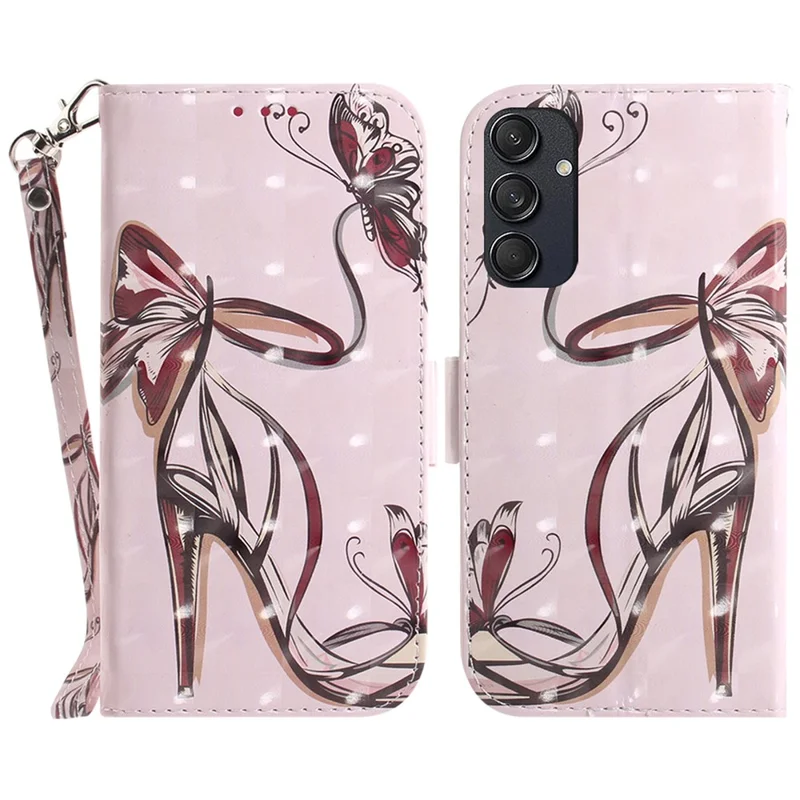 For Samsung Galaxy M55 5G / C55 5G / F55 5G Case Pattern Printing Wallet Leather Phone Cover - Butterfly High Heels