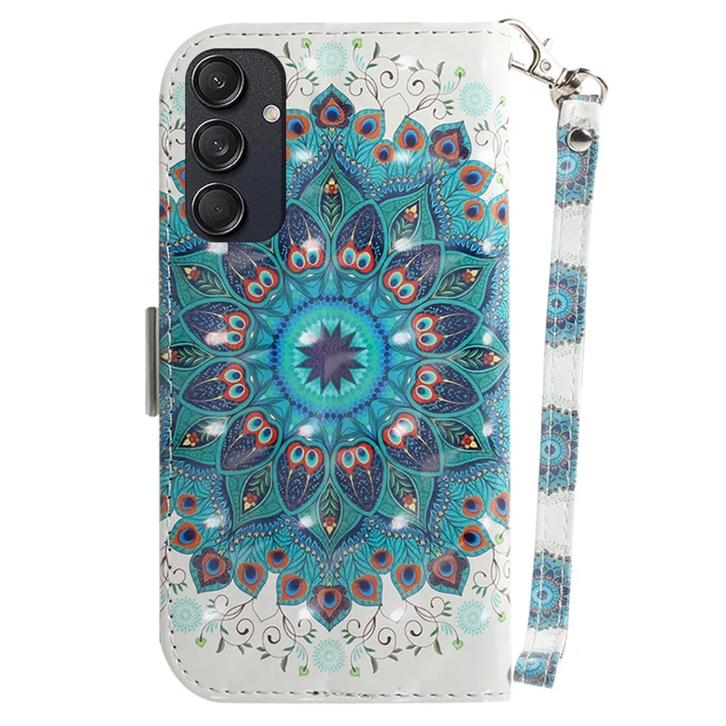 For Samsung Galaxy M55 5G / C55 5G / F55 5G Case Pattern Printing Wallet Leather Phone Cover - Peacock Wreath