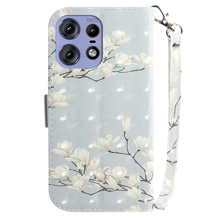 Für Motorola Edge 50 5G / Edge 50 Pro 5G Hülle Muster Bedrucken Leder Brieftasche Handyhülle mit Schlaufe - Magnolia