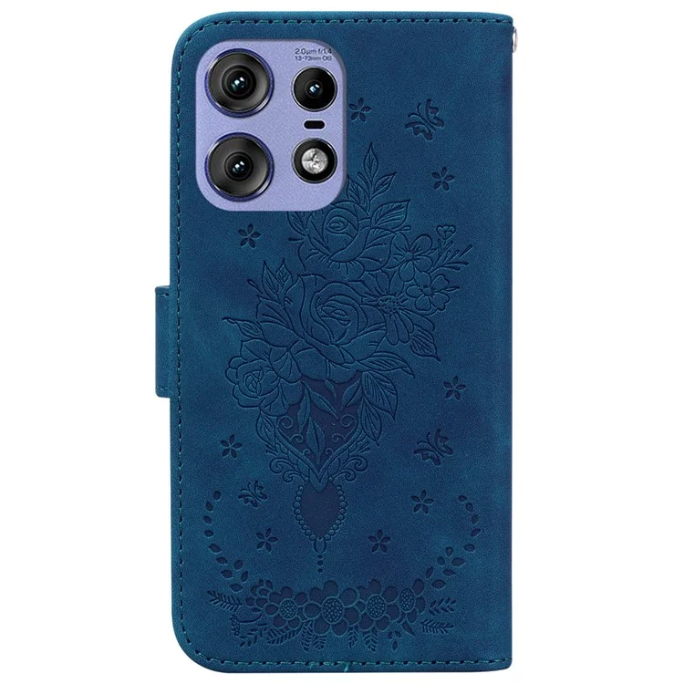 Per Motorola Edge 50 5G / Edge 50 Pro 5G Custodia in pelle PU Wallet Floral Phone Cover - Blu
