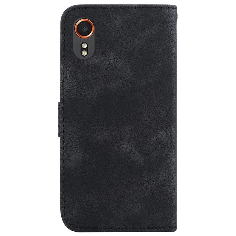 For Samsung Galaxy Xcover7 Wallet Case 7-Shape Imprinted Leather Phone Cover - Black
