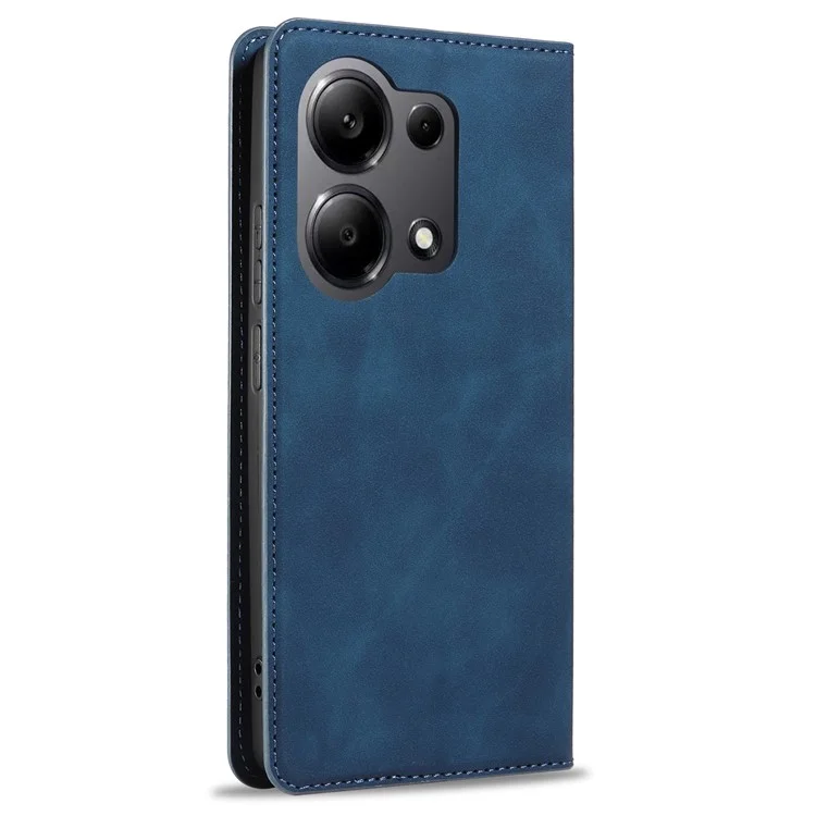 FORWENW Pour Xiaomi Redmi Note 13 Pro 4G / Poco M6 Pro 4G Étui Bord Caoutchouté Couverture Téléphone en Cuir PU - Bleu