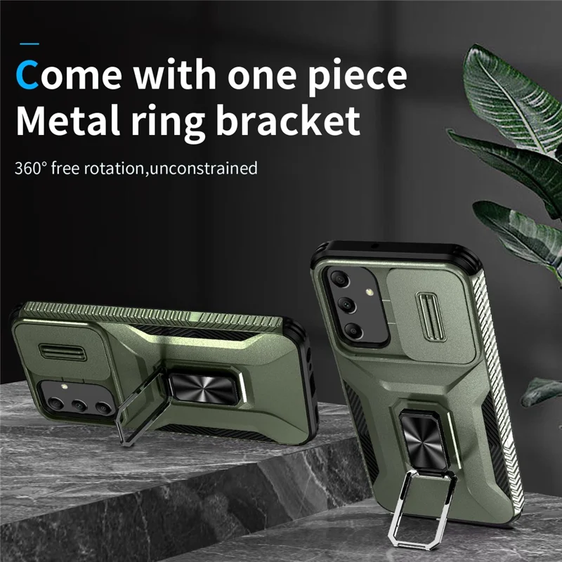 For Samsung Galaxy A25 5G (Global) (161.0 X 76.5 X 8.3mm) Case TPU+PC Ring Kickstand Phone Cover - Green
