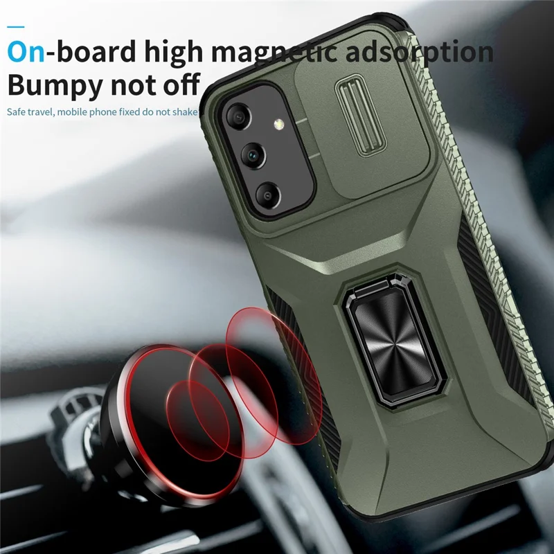 For Samsung Galaxy A25 5G (Global) (161.0 X 76.5 X 8.3mm) Case TPU+PC Ring Kickstand Phone Cover - Green