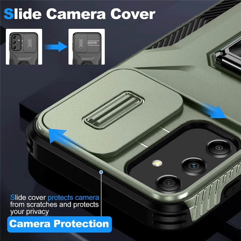 For Samsung Galaxy A25 5G (Global) (161.0 X 76.5 X 8.3mm) Case TPU+PC Ring Kickstand Phone Cover - Green
