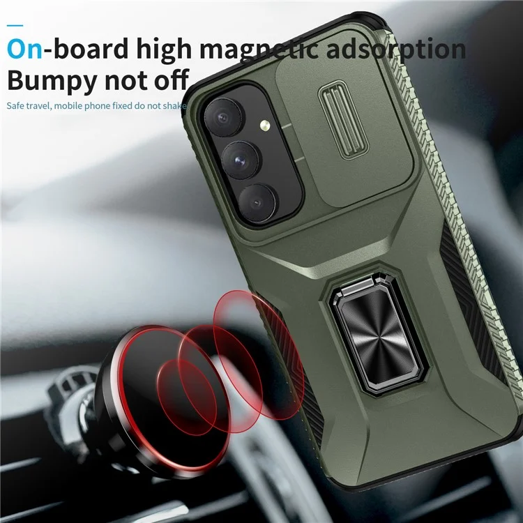 Pour la coque Samsung Galaxy A55 5G Étui TPU+PC Protection de l'objectif de la caméra Support téléphone Couverture - Vert