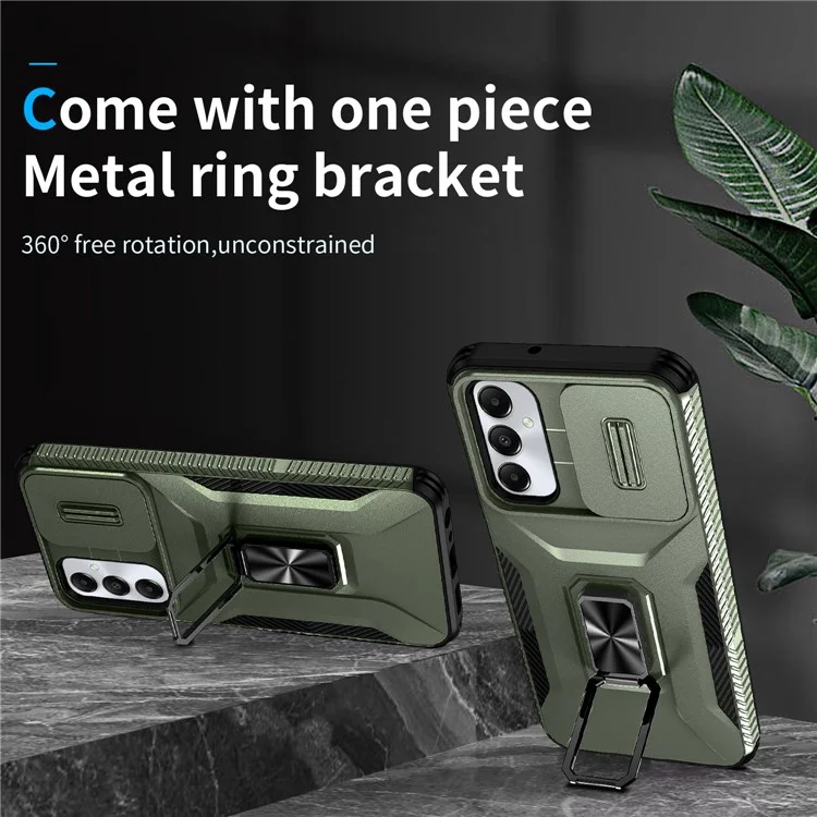 Für Samsung Galaxy A05s 4G Kickstand Case TPU+PC Phone Cover mit Schiebe-Linsendeckel - Grün