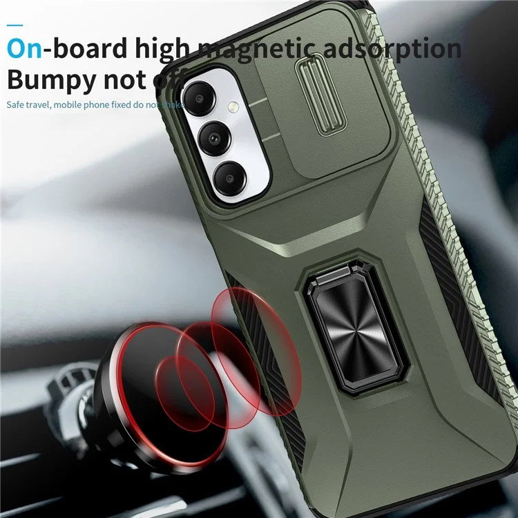Für Samsung Galaxy A05s 4G Kickstand Case TPU+PC Phone Cover mit Schiebe-Linsendeckel - Grün