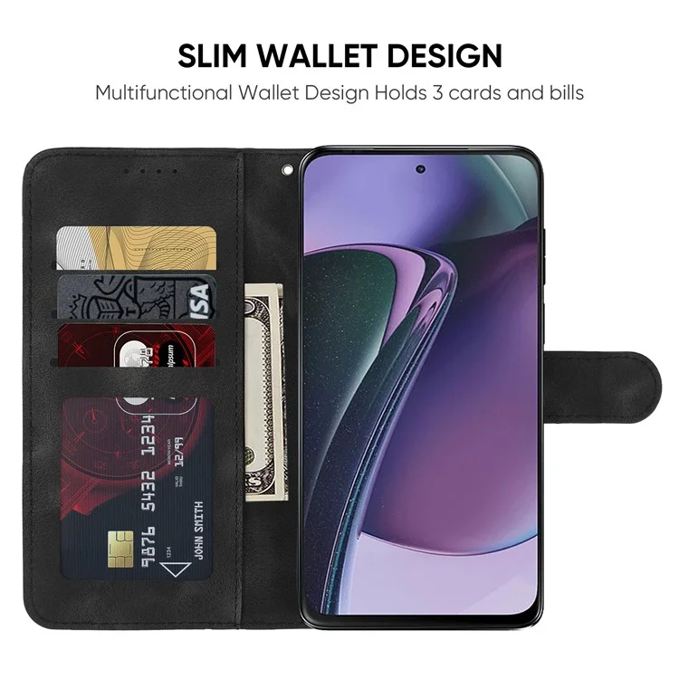 For Motorola Moto G Stylus 5G (2023) Case Line Pattern Skin Feel Leather Phone Cover - Black