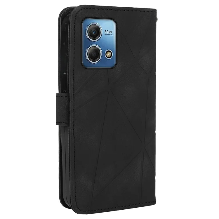 For Motorola Moto G Stylus 5G (2023) Case Line Pattern Skin Feel Leather Phone Cover - Black