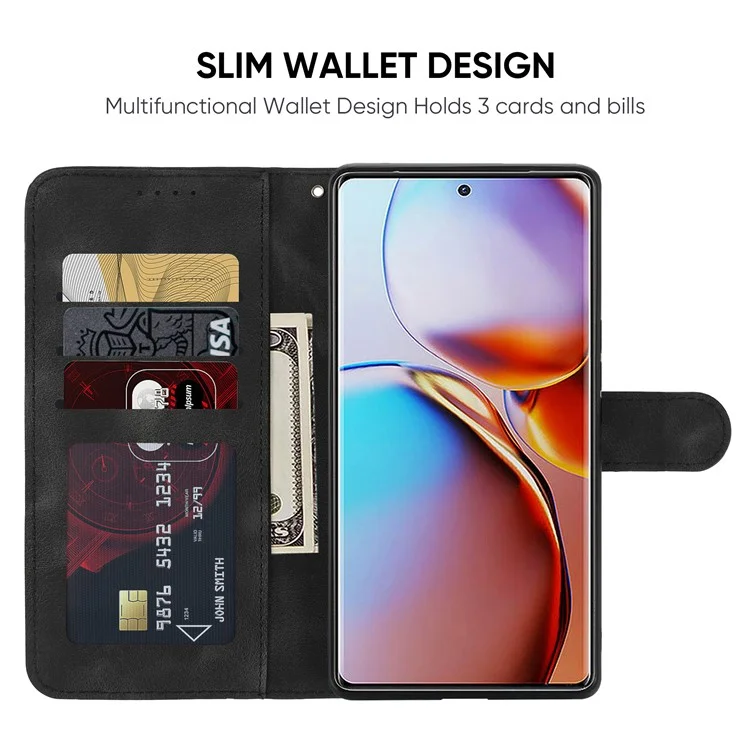 Per Motorola Edge+ (2023) / Edge 40 Pro 5G / Moto X40 5G Custodia Flip in Pelle Portafoglio Copertina per Telefono - Nero