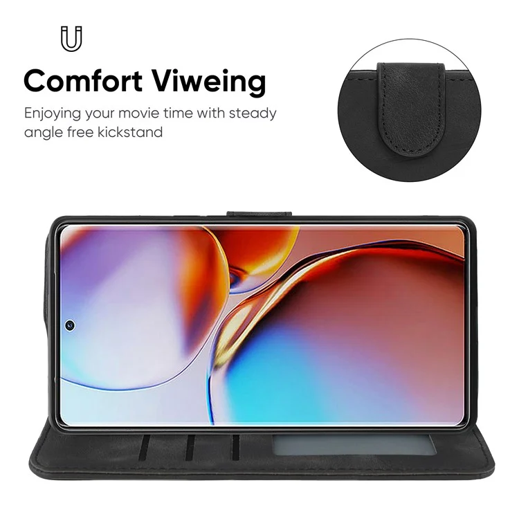 Per Motorola Edge+ (2023) / Edge 40 Pro 5G / Moto X40 5G Custodia Flip in Pelle Portafoglio Copertina per Telefono - Nero
