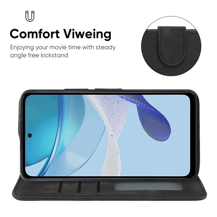 Para Motorola Moto G 5G (2023) Capa de Telefone Skin-Touch Lines Imprint Leather Flip Cover com Alça - Preto
