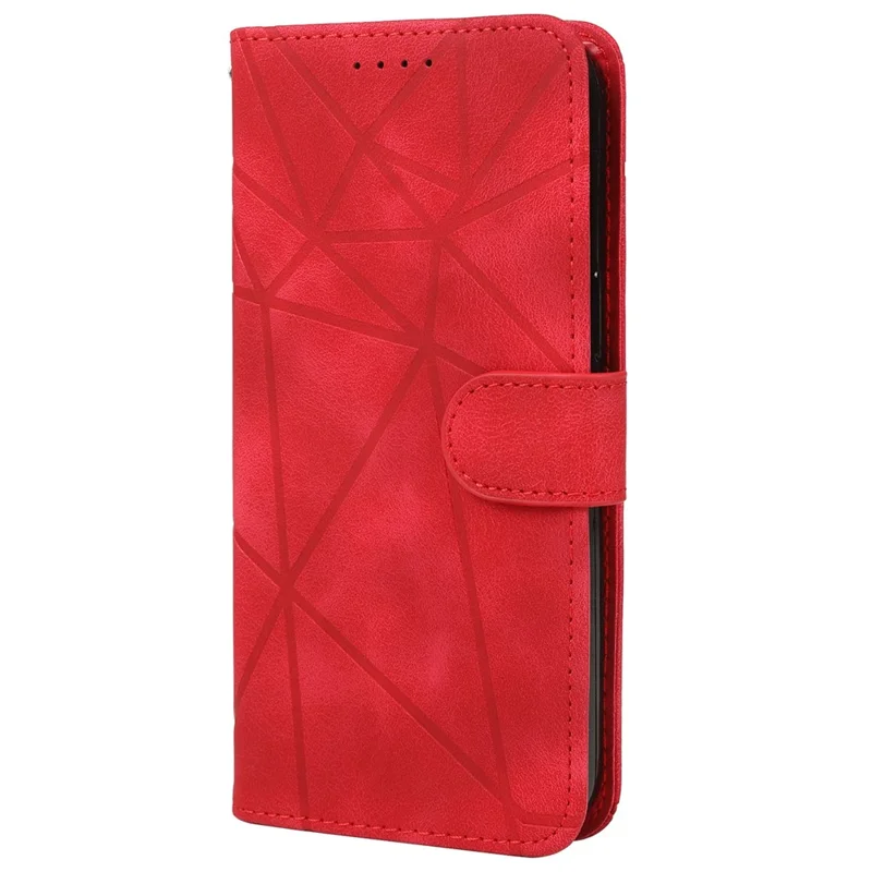 For Xiaomi Redmi 9C / 9C NFC / 10A Case Wallet Line Pattern Skin-Friendly Leather Cover - Red