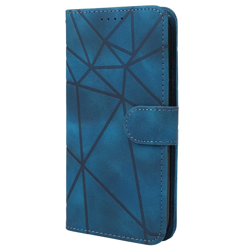 For Xiaomi Redmi 9C / 9C NFC / 10A Case Wallet Line Pattern Skin-Friendly Leather Cover - Blue