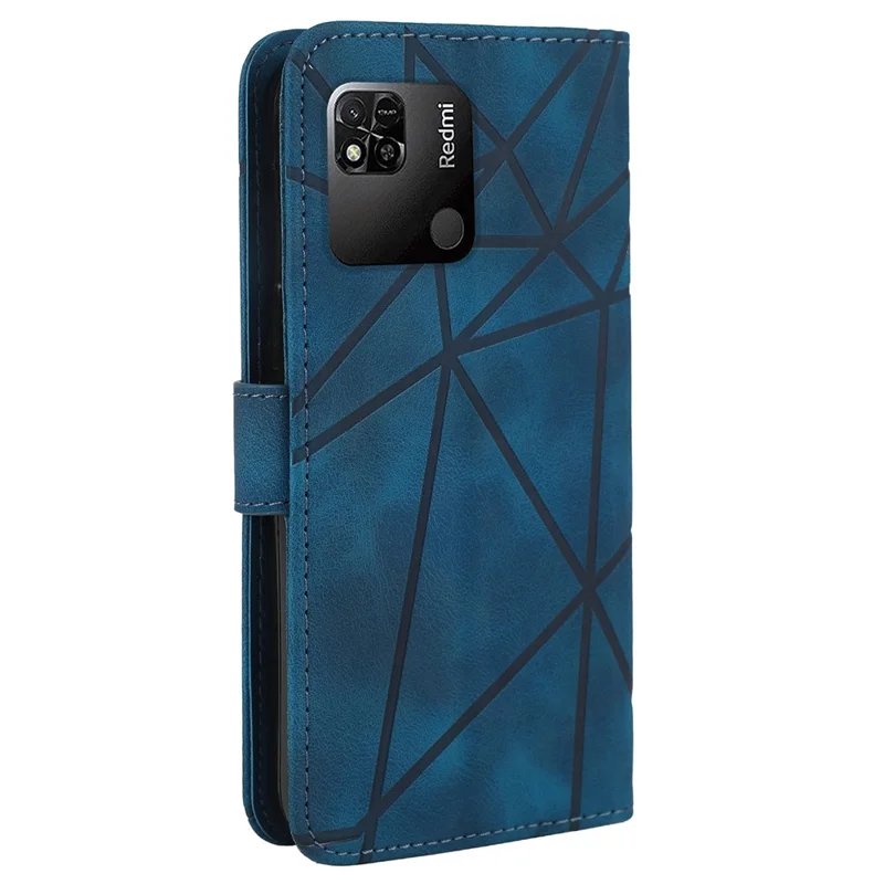 For Xiaomi Redmi 9C / 9C NFC / 10A Case Wallet Line Pattern Skin-Friendly Leather Cover - Blue