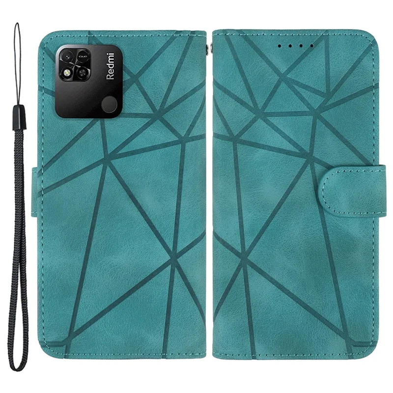 For Xiaomi Redmi 9C / 9C NFC / 10A Case Wallet Line Pattern Skin-Friendly Leather Cover - Green