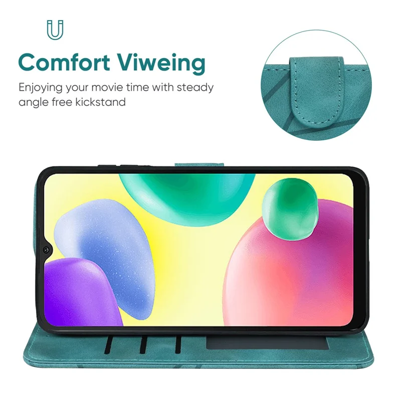 For Xiaomi Redmi 9C / 9C NFC / 10A Case Wallet Line Pattern Skin-Friendly Leather Cover - Green