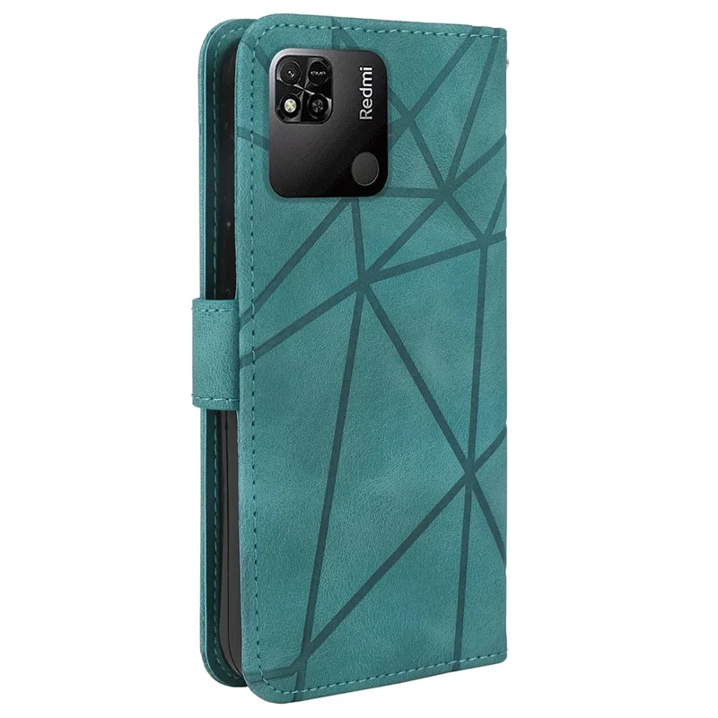 For Xiaomi Redmi 9C / 9C NFC / 10A Case Wallet Line Pattern Skin-Friendly Leather Cover - Green