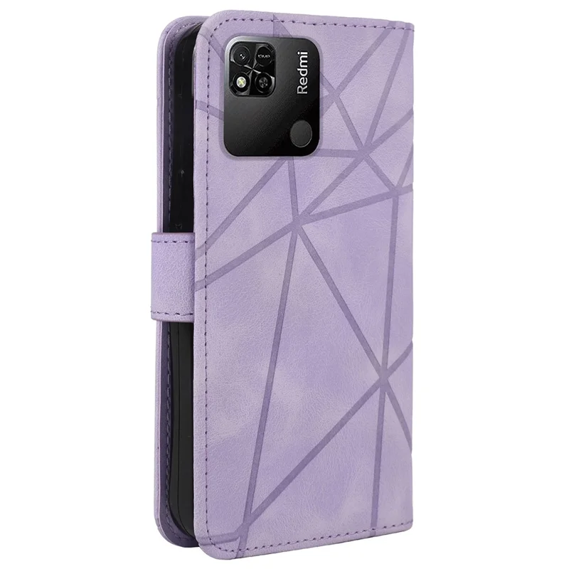 For Xiaomi Redmi 9C / 9C NFC / 10A Case Wallet Line Pattern Skin-Friendly Leather Cover - Purple