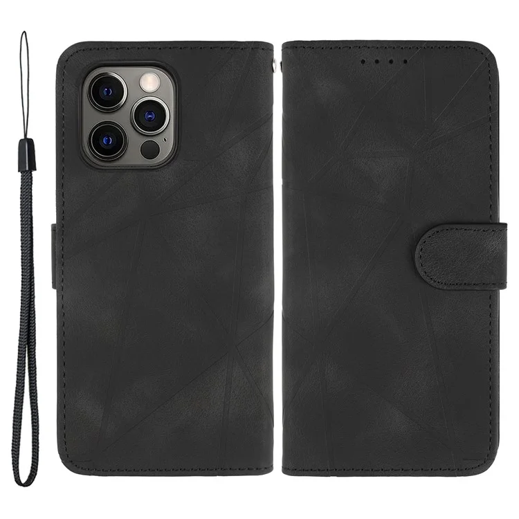For iPhone 14 Pro Max Leather Case Skin-Touch Texture Wallet Stand Phone Cover - Black